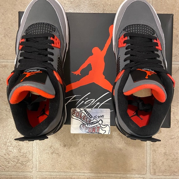 NEW Nike Air Jordan 4 Retro IV Red Infrared Grey 2022 Basketball Shoes - Picture 9 of 9